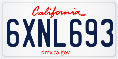 CA license plate 6XNL693