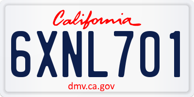 CA license plate 6XNL701