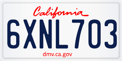 CA license plate 6XNL703