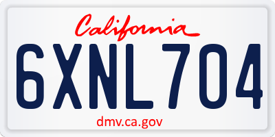 CA license plate 6XNL704