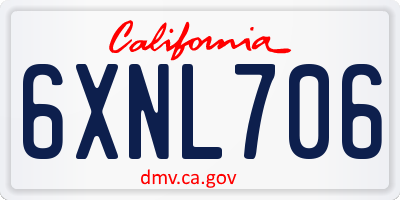 CA license plate 6XNL706