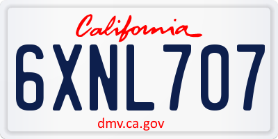 CA license plate 6XNL707
