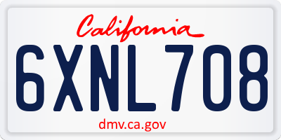 CA license plate 6XNL708