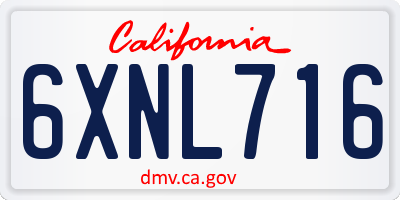 CA license plate 6XNL716