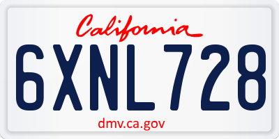 CA license plate 6XNL728