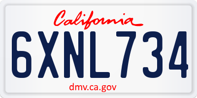 CA license plate 6XNL734