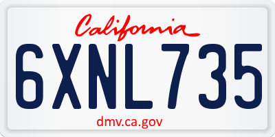 CA license plate 6XNL735