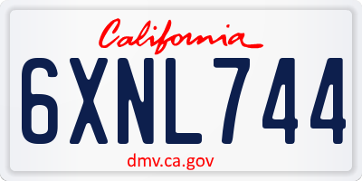 CA license plate 6XNL744