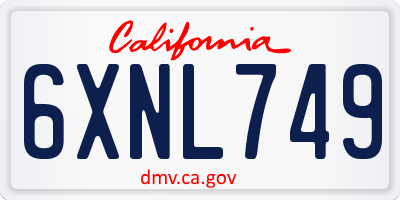CA license plate 6XNL749