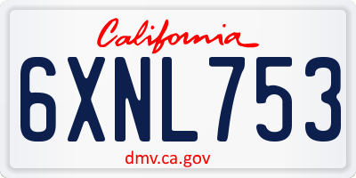 CA license plate 6XNL753