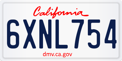 CA license plate 6XNL754