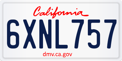 CA license plate 6XNL757