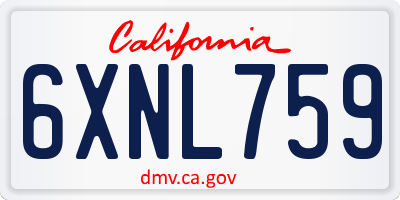 CA license plate 6XNL759
