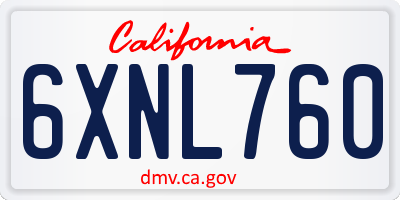 CA license plate 6XNL760