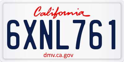 CA license plate 6XNL761