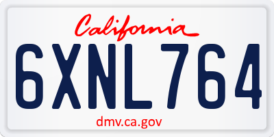 CA license plate 6XNL764