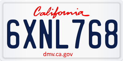 CA license plate 6XNL768
