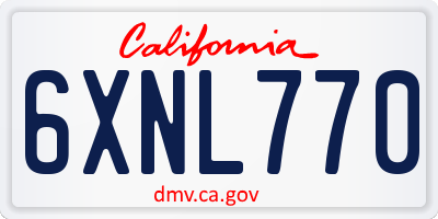 CA license plate 6XNL770