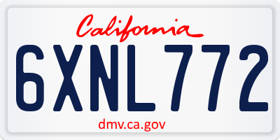 CA license plate 6XNL772