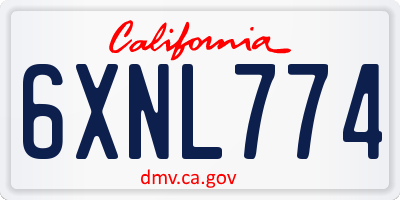 CA license plate 6XNL774