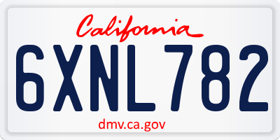 CA license plate 6XNL782