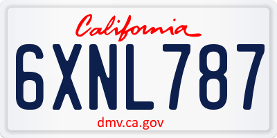 CA license plate 6XNL787