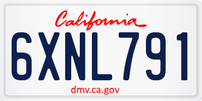 CA license plate 6XNL791