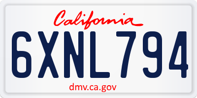 CA license plate 6XNL794