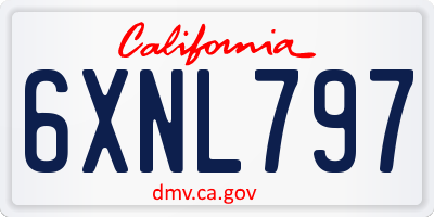 CA license plate 6XNL797