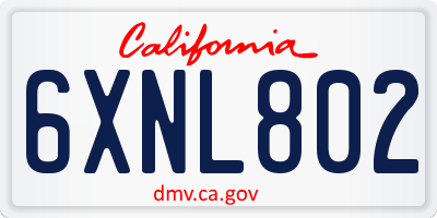 CA license plate 6XNL802
