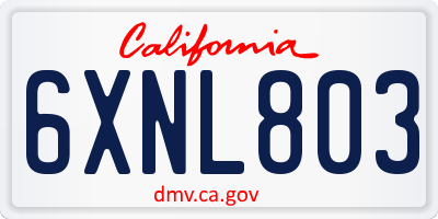 CA license plate 6XNL803