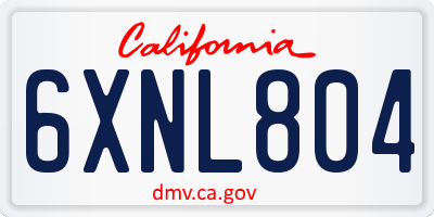 CA license plate 6XNL804