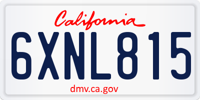 CA license plate 6XNL815