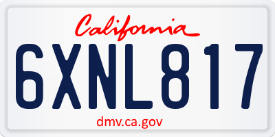 CA license plate 6XNL817