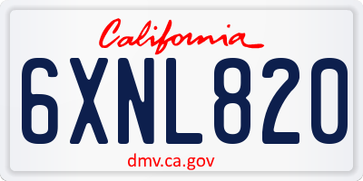 CA license plate 6XNL820