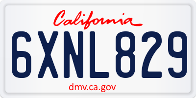 CA license plate 6XNL829
