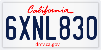 CA license plate 6XNL830