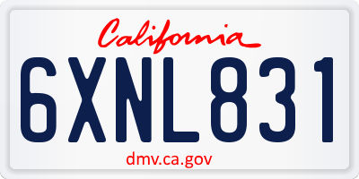 CA license plate 6XNL831