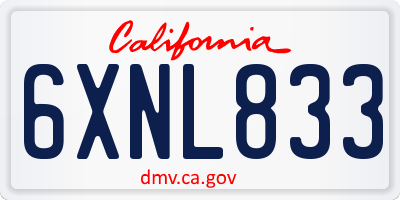 CA license plate 6XNL833