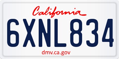 CA license plate 6XNL834