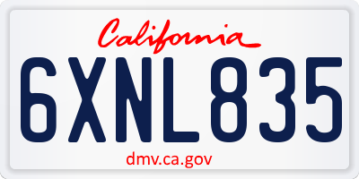 CA license plate 6XNL835