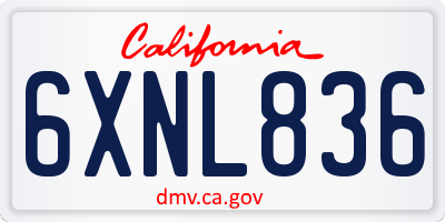 CA license plate 6XNL836
