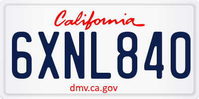 CA license plate 6XNL840