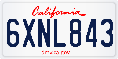 CA license plate 6XNL843