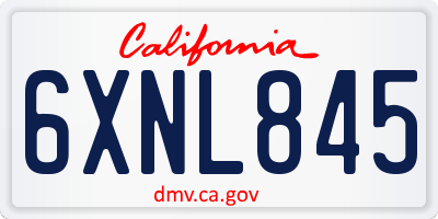 CA license plate 6XNL845