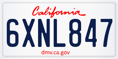 CA license plate 6XNL847