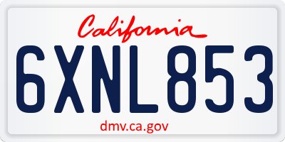 CA license plate 6XNL853