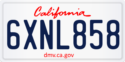 CA license plate 6XNL858
