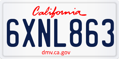 CA license plate 6XNL863