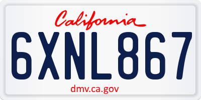 CA license plate 6XNL867